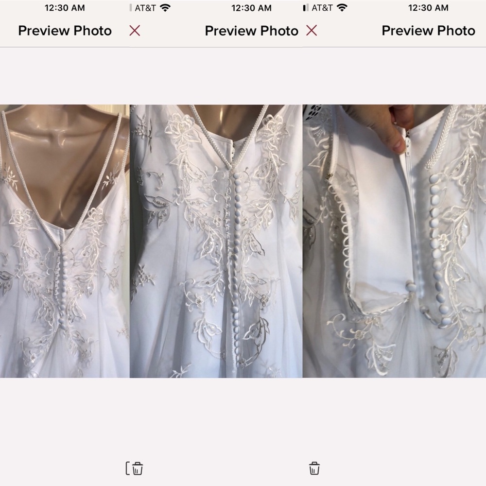Oleg Cassini Wedding Dress Size 6 Lace Beaded A-Line Bridal Gown w/ Train Bustle - Picture 6 of 8